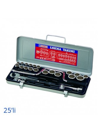 1/2" ON İKİ KÖŞE LOKMA ANAHTAR TAKIMI (25PRC) İZELTAŞ